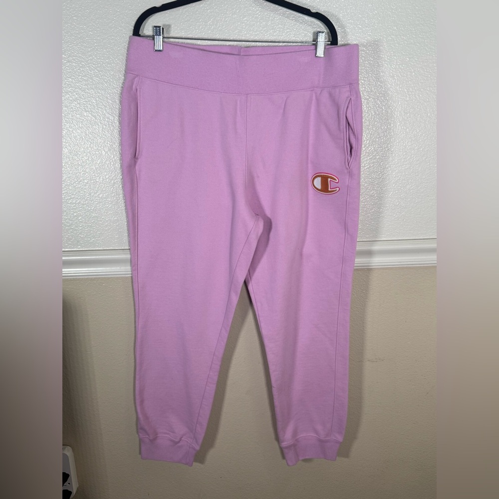 Champion Pink Thicker Track Pants with Relaxed Fit Sporty Athletic